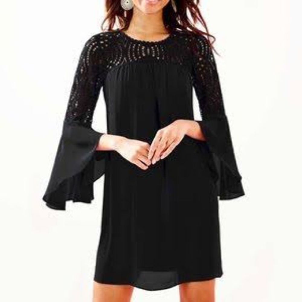 Lilly Pulitzer Onyx Amenna Bell Sleeve Lace Dress Size 2